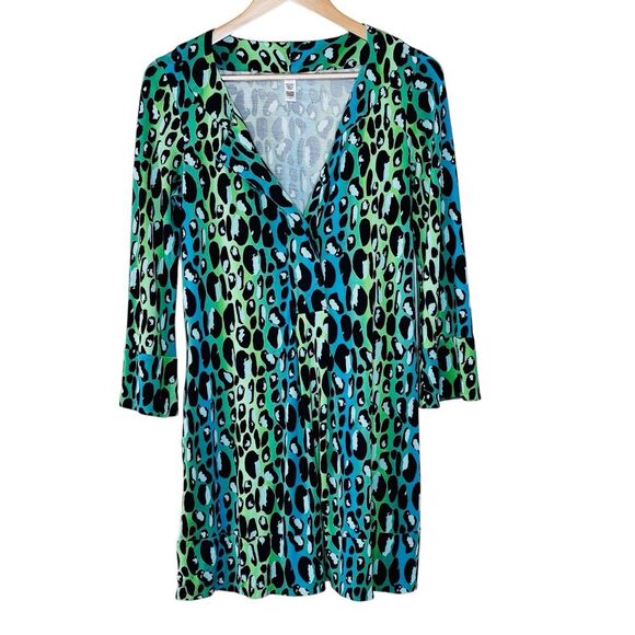Diane Von Furstenberg Dresses & Skirts - Diane Von Furstenberg Blue and Green Patterned Mini Dress